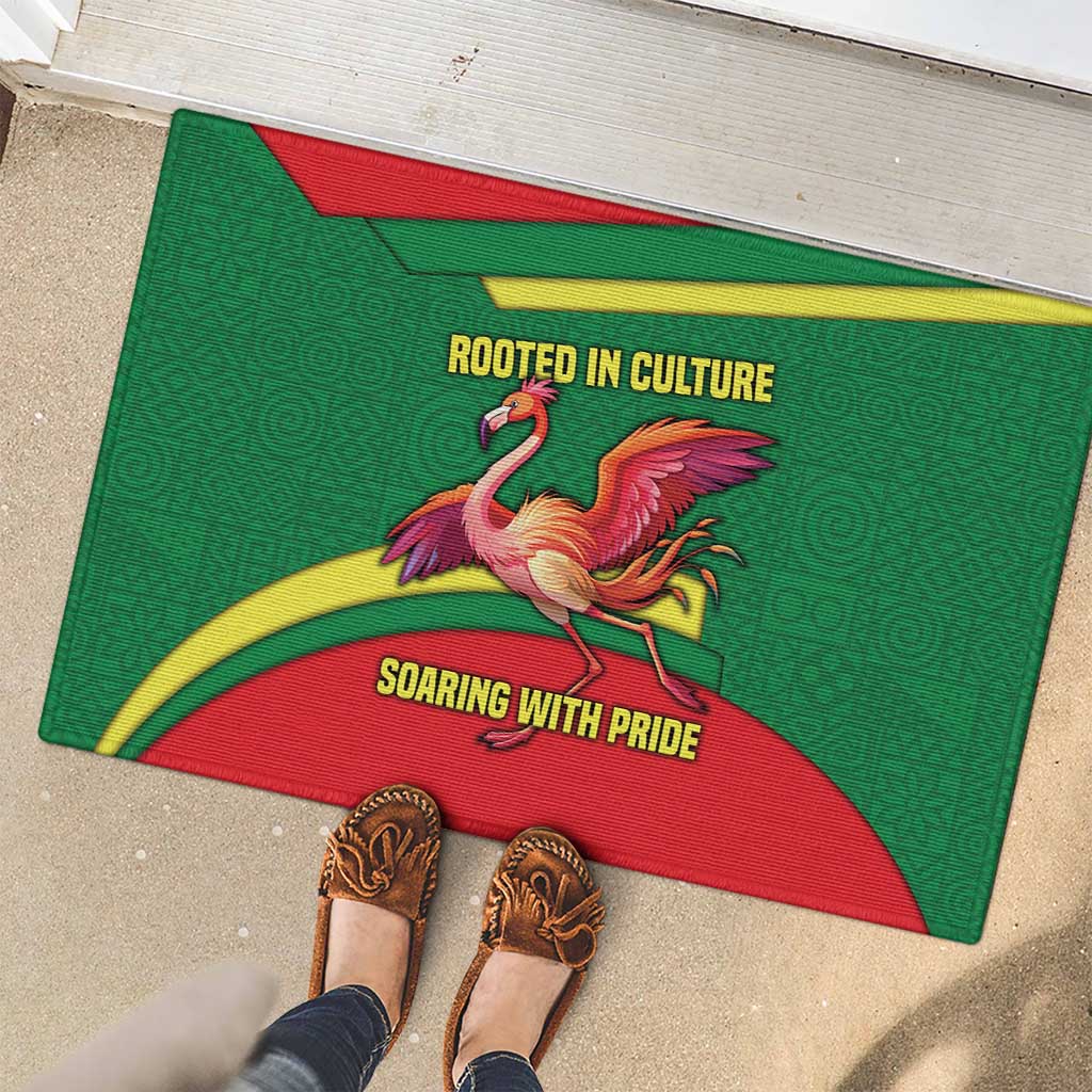 Senegal Rubber Doormat with Flamingo Design and Rooted in Culture Slogan - Wonder Print Shop