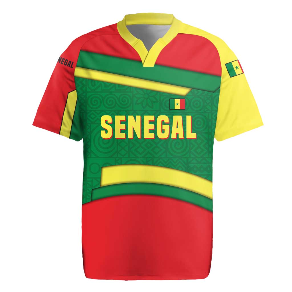 Senegal Rugby Jersey with Flamingo Design and Rooted in Culture Slogan - Wonder Print Shop