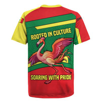 Senegal Rugby Jersey with Flamingo Design and Rooted in Culture Slogan - Wonder Print Shop