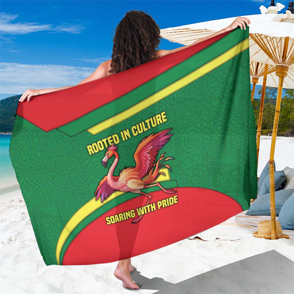 Senegal Sarong with Flamingo Design and Rooted in Culture Slogan - Wonder Print Shop