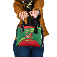 Senegal Shoulder Handbag with Flamingo Design and Rooted in Culture Slogan - Wonder Print Shop