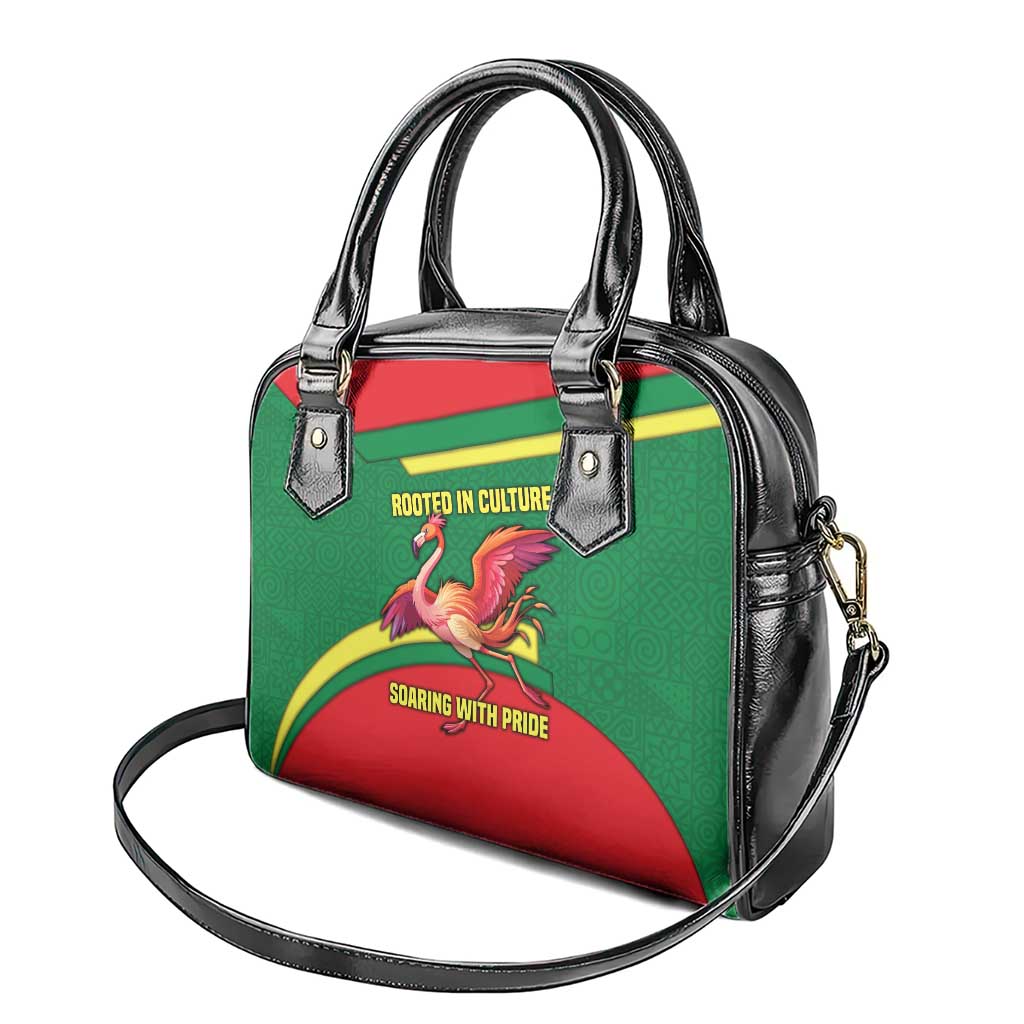 Senegal Shoulder Handbag with Flamingo Design and Rooted in Culture Slogan - Wonder Print Shop