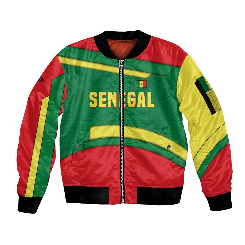 Senegal Sleeve Zip Bomber Jacket with Flamingo Design and Rooted in Culture Slogan - Wonder Print Shop