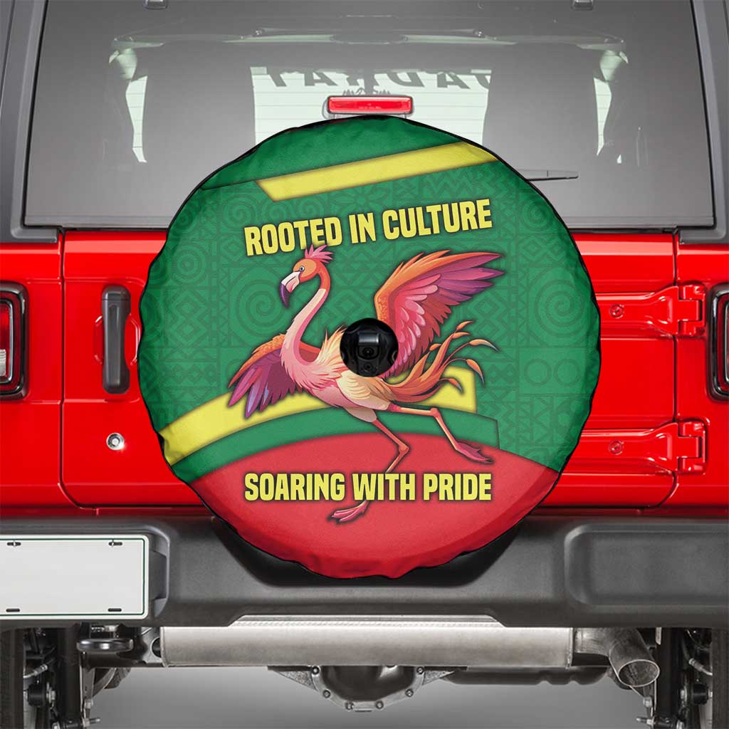 Senegal Spare Tire Cover with Flamingo Design and Rooted in Culture Slogan - Wonder Print Shop