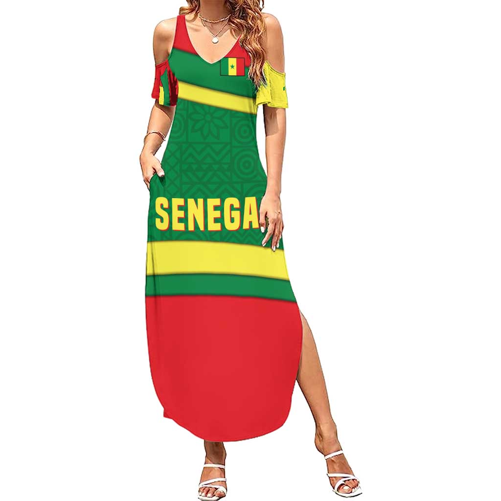 Senegal Summer Maxi Dress with Flamingo Design and Rooted in Culture Slogan - Wonder Print Shop