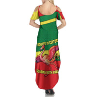 Senegal Summer Maxi Dress with Flamingo Design and Rooted in Culture Slogan - Wonder Print Shop