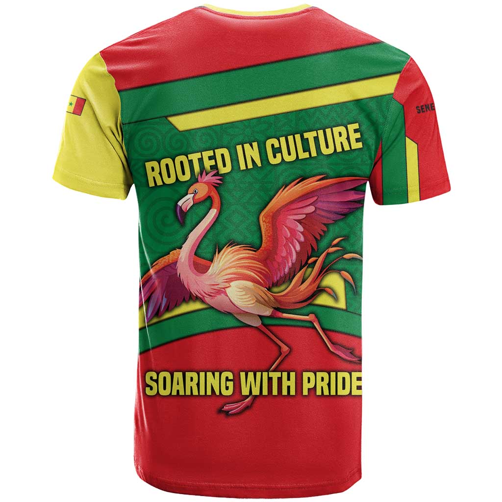Senegal T Shirt with Flamingo Design and Rooted in Culture Slogan - Wonder Print Shop