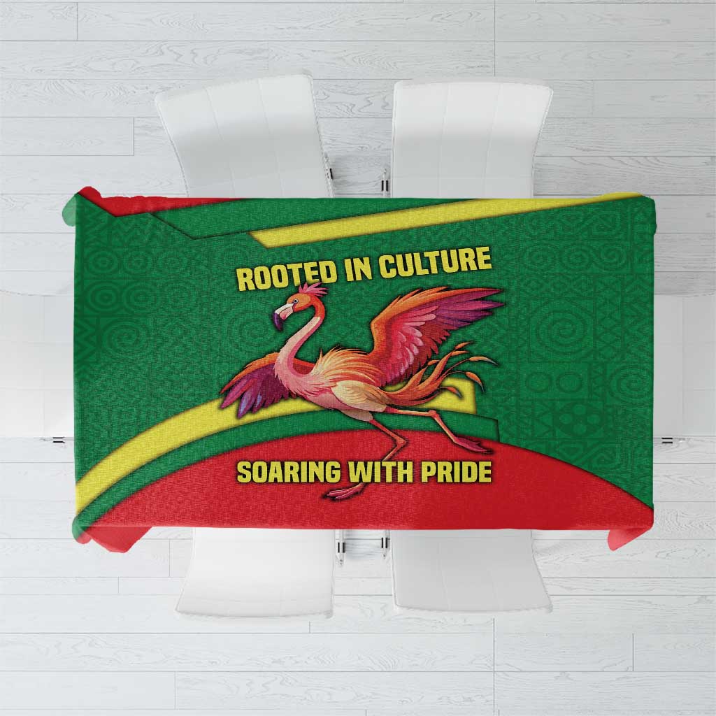 Senegal Tablecloth with Flamingo Design and Rooted in Culture Slogan - Wonder Print Shop