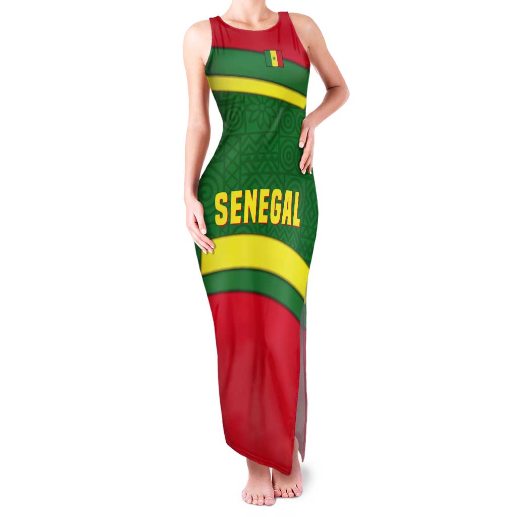 Senegal Tank Maxi Dress with Flamingo Design and Rooted in Culture Slogan - Wonder Print Shop