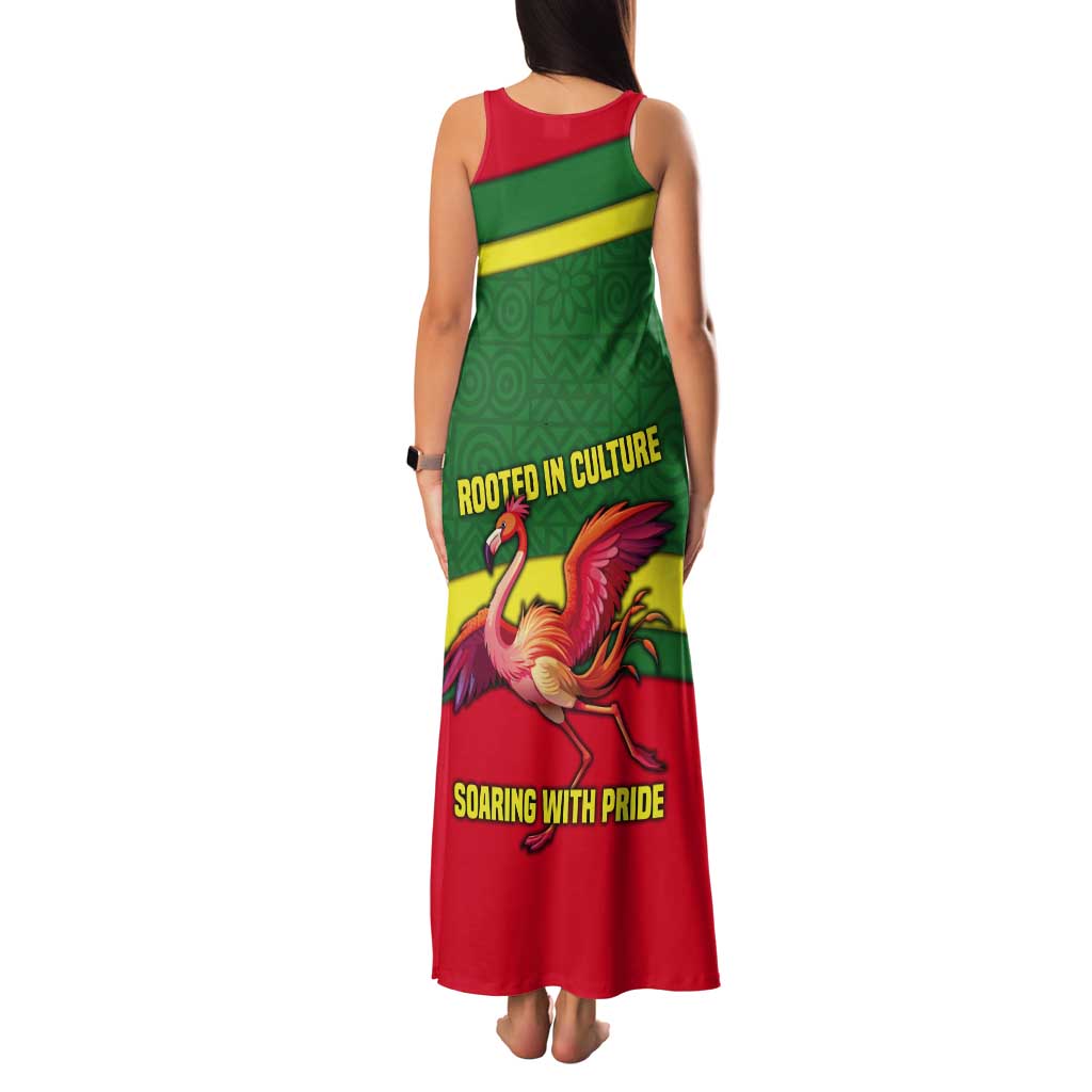 Senegal Tank Maxi Dress with Flamingo Design and Rooted in Culture Slogan - Wonder Print Shop