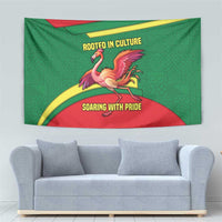 Senegal Tapestry with Flamingo Design and Rooted in Culture Slogan - Wonder Print Shop