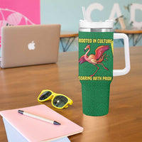 Senegal Tumbler With Handle with Flamingo Design and Rooted in Culture Slogan - Wonder Print Shop