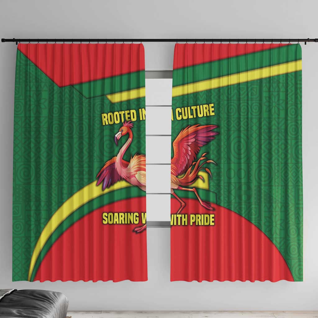Senegal Window Curtain with Flamingo Design and Rooted in Culture Slogan - Wonder Print Shop