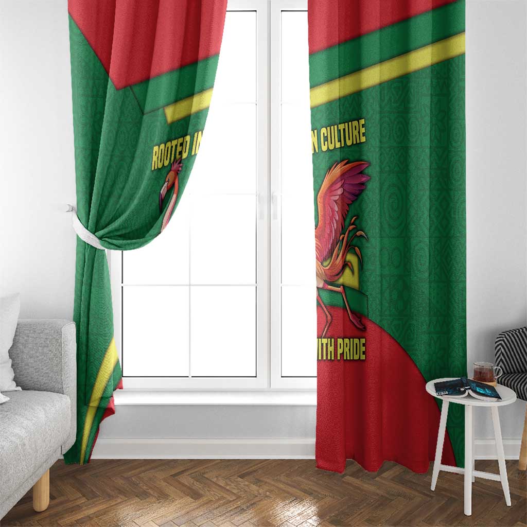 Senegal Window Curtain with Flamingo Design and Rooted in Culture Slogan - Wonder Print Shop