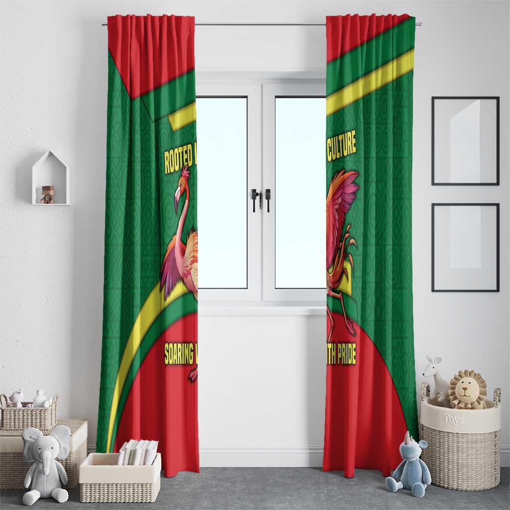 Senegal Window Curtain with Flamingo Design and Rooted in Culture Slogan - Wonder Print Shop