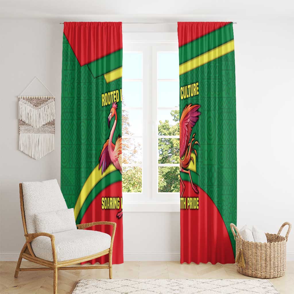 Senegal Window Curtain with Flamingo Design and Rooted in Culture Slogan - Wonder Print Shop