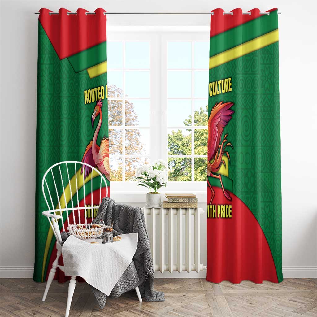Senegal Window Curtain with Flamingo Design and Rooted in Culture Slogan - Wonder Print Shop
