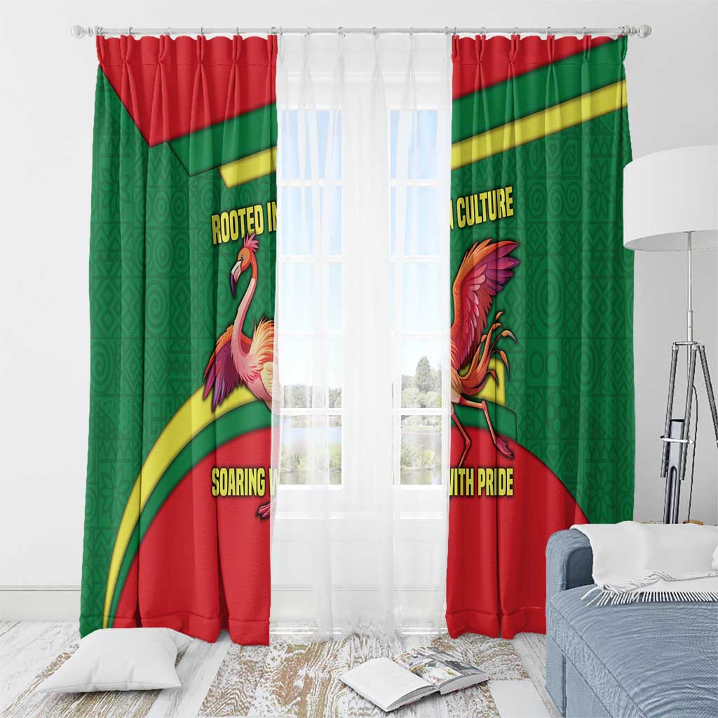 Senegal Window Curtain with Flamingo Design and Rooted in Culture Slogan - Wonder Print Shop