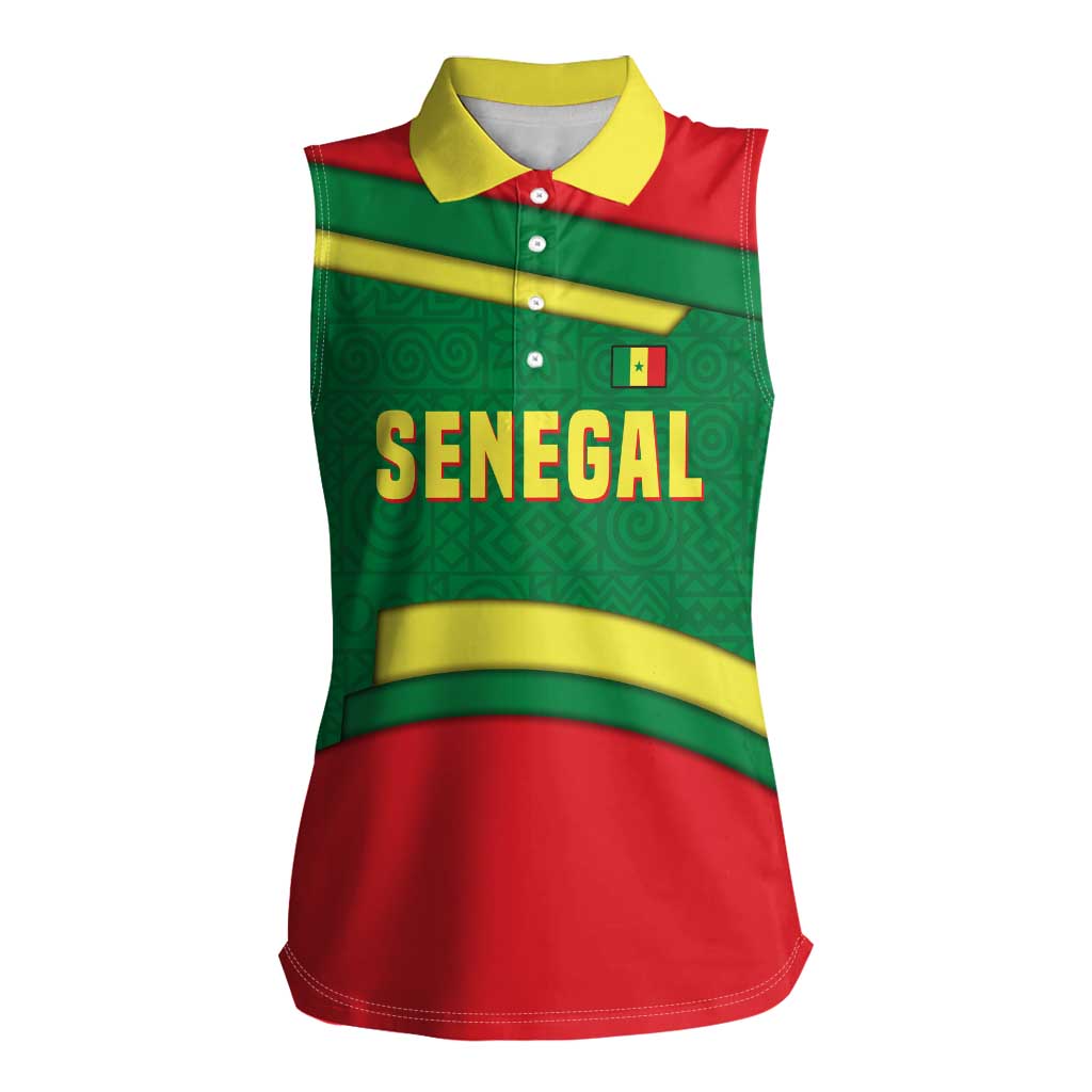 Senegal Women Sleeveless Polo Shirt with Flamingo Design and Rooted in Culture Slogan - Wonder Print Shop