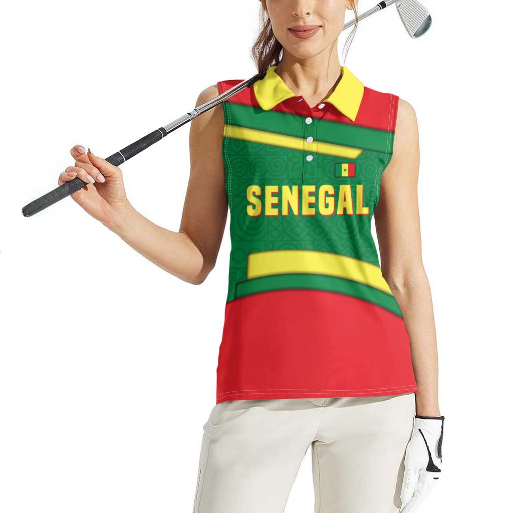 Senegal Women Sleeveless Polo Shirt with Flamingo Design and Rooted in Culture Slogan - Wonder Print Shop