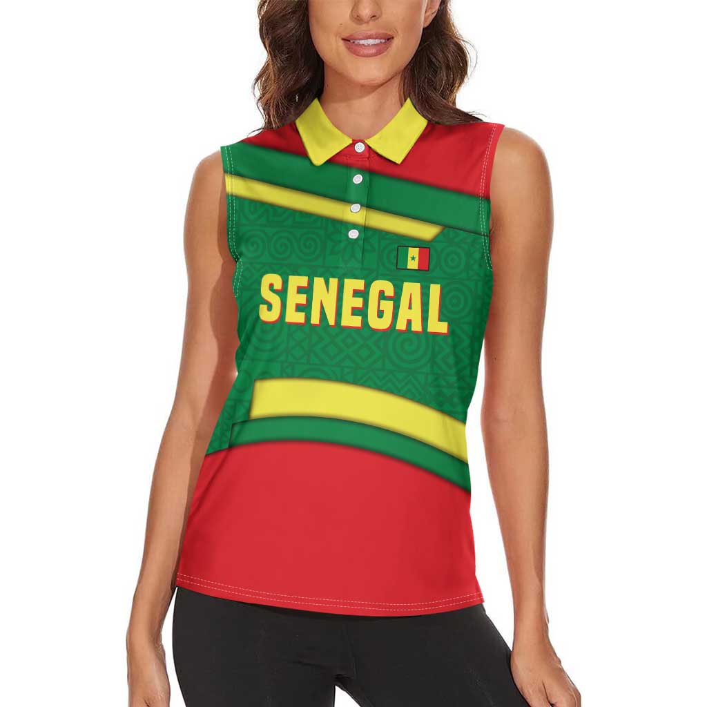 Senegal Women Sleeveless Polo Shirt with Flamingo Design and Rooted in Culture Slogan - Wonder Print Shop