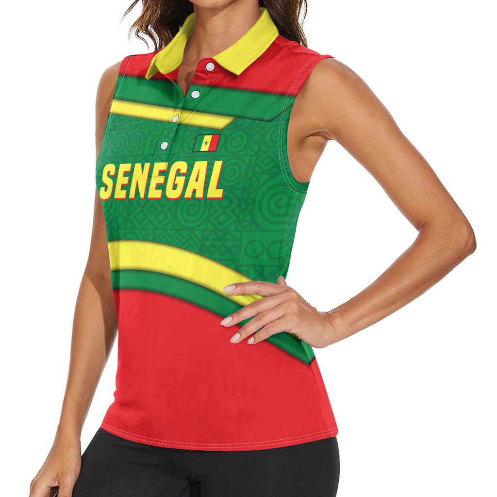 Senegal Women Sleeveless Polo Shirt with Flamingo Design and Rooted in Culture Slogan - Wonder Print Shop