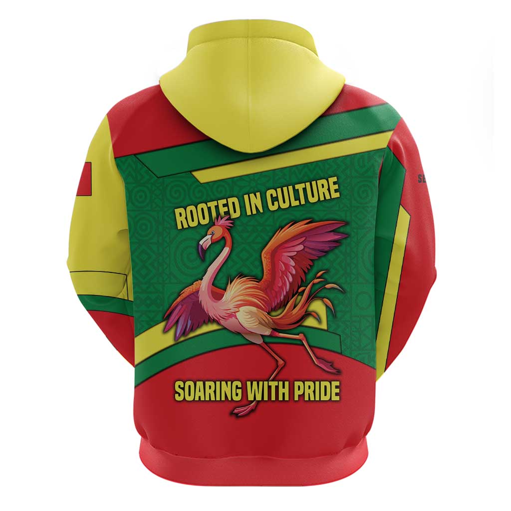 Senegal Zip Hoodie with Flamingo Design and Rooted in Culture Slogan - Wonder Print Shop