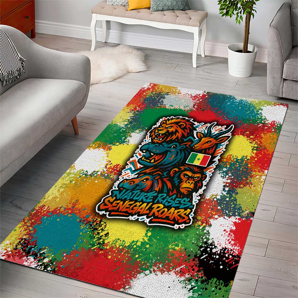 Senegal Area Rug with Colorful Wildlife Graffiti and Nature Rises Roars Design - Wonder Print Shop
