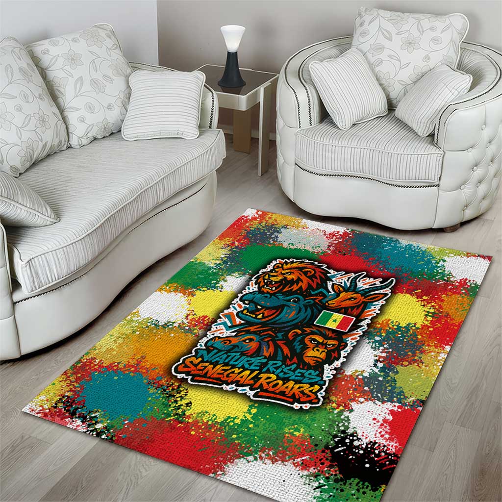 Senegal Area Rug with Colorful Wildlife Graffiti and Nature Rises Roars Design - Wonder Print Shop