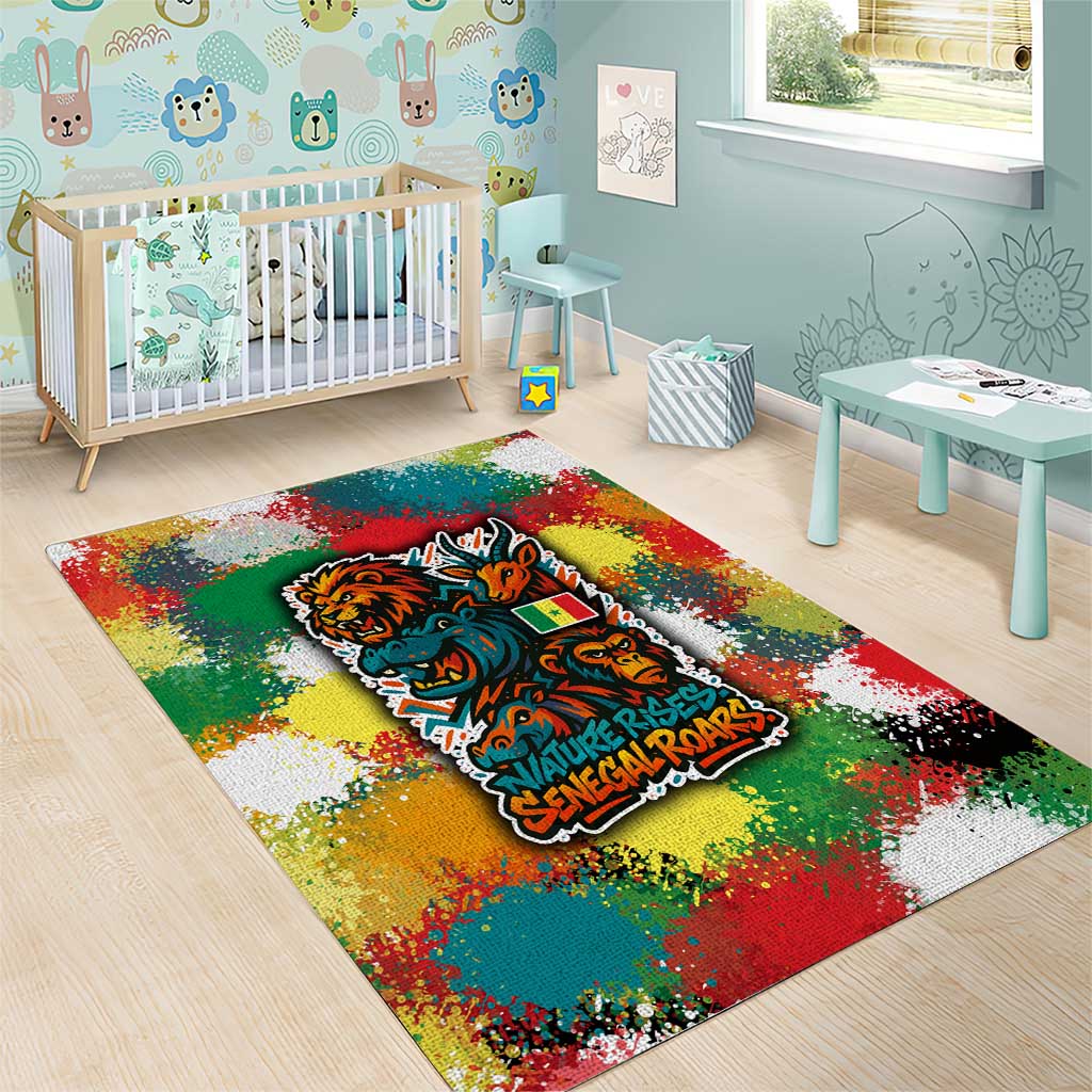 Senegal Area Rug with Colorful Wildlife Graffiti and Nature Rises Roars Design - Wonder Print Shop