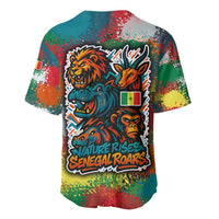 Senegal Baseball Jersey with Colorful Wildlife Graffiti and Nature Rises Roars Design - Wonder Print Shop
