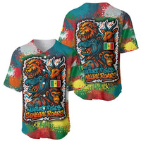 Senegal Baseball Jersey with Colorful Wildlife Graffiti and Nature Rises Roars Design - Wonder Print Shop