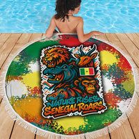 Senegal Beach Blanket with Colorful Wildlife Graffiti and Nature Rises Roars Design - Wonder Print Shop