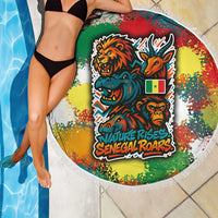 Senegal Beach Blanket with Colorful Wildlife Graffiti and Nature Rises Roars Design - Wonder Print Shop