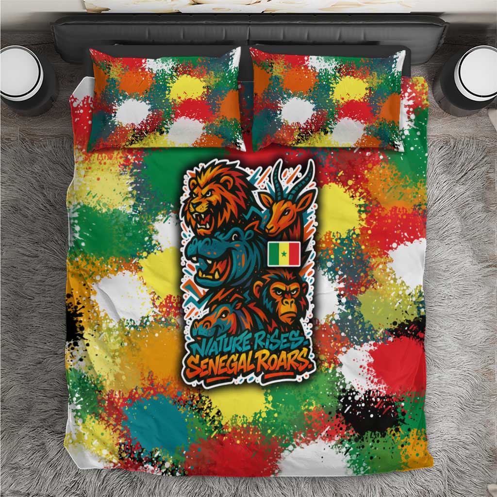 Senegal Bedding Set with Colorful Wildlife Graffiti and Nature Rises Roars Design - Wonder Print Shop