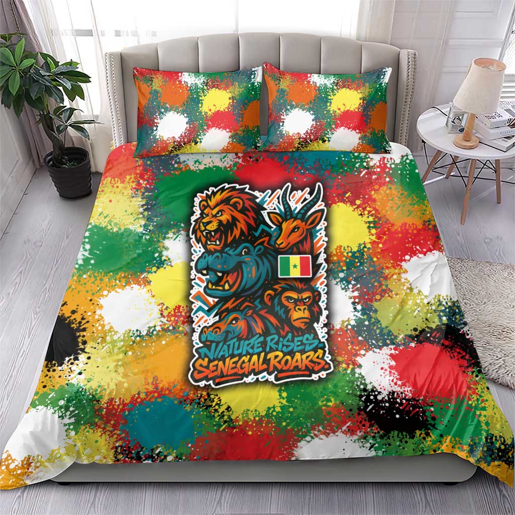 Senegal Bedding Set with Colorful Wildlife Graffiti and Nature Rises Roars Design - Wonder Print Shop