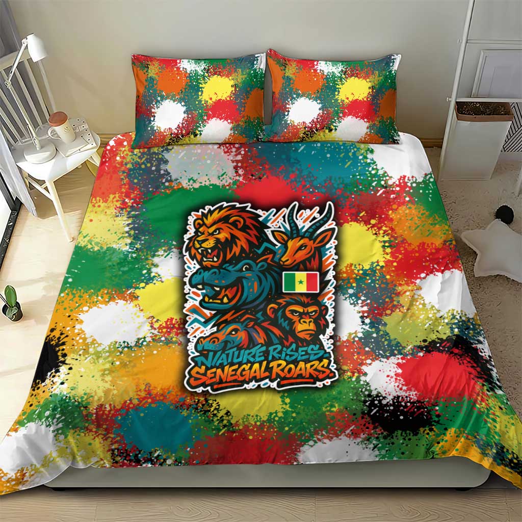 Senegal Bedding Set with Colorful Wildlife Graffiti and Nature Rises Roars Design - Wonder Print Shop