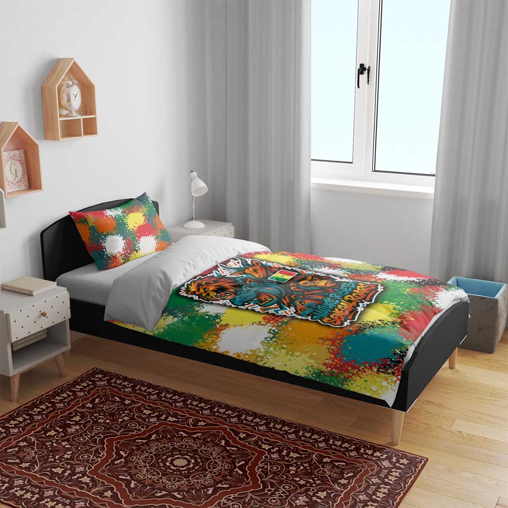 Senegal Bedding Set with Colorful Wildlife Graffiti and Nature Rises Roars Design - Wonder Print Shop
