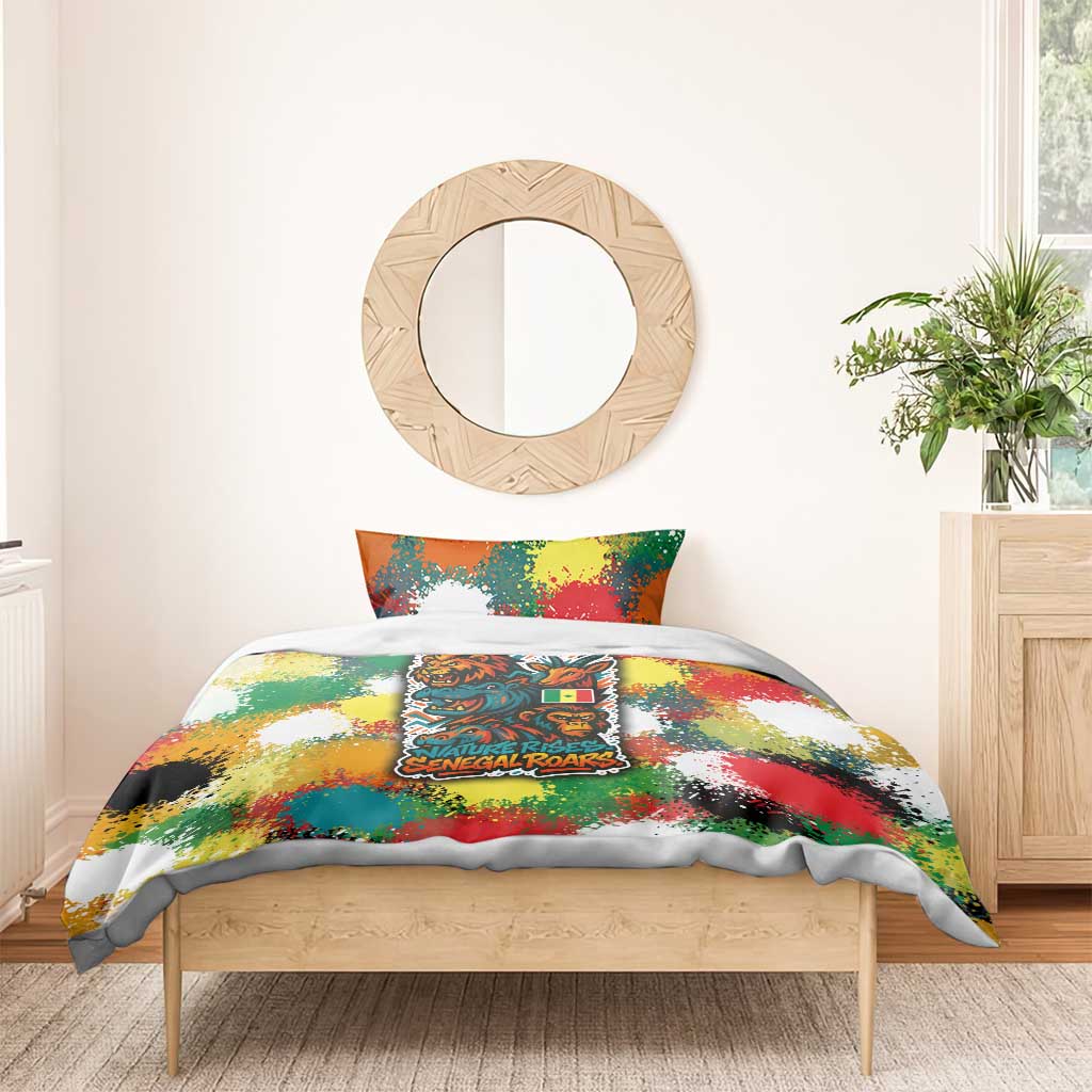 Senegal Bedding Set with Colorful Wildlife Graffiti and Nature Rises Roars Design - Wonder Print Shop