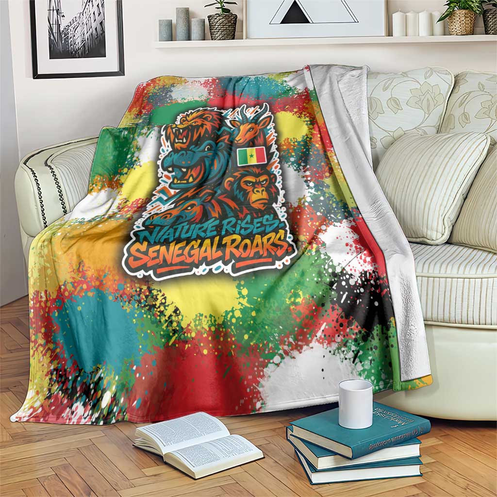 Senegal Blanket with Colorful Wildlife Graffiti and Nature Rises Roars Design - Wonder Print Shop