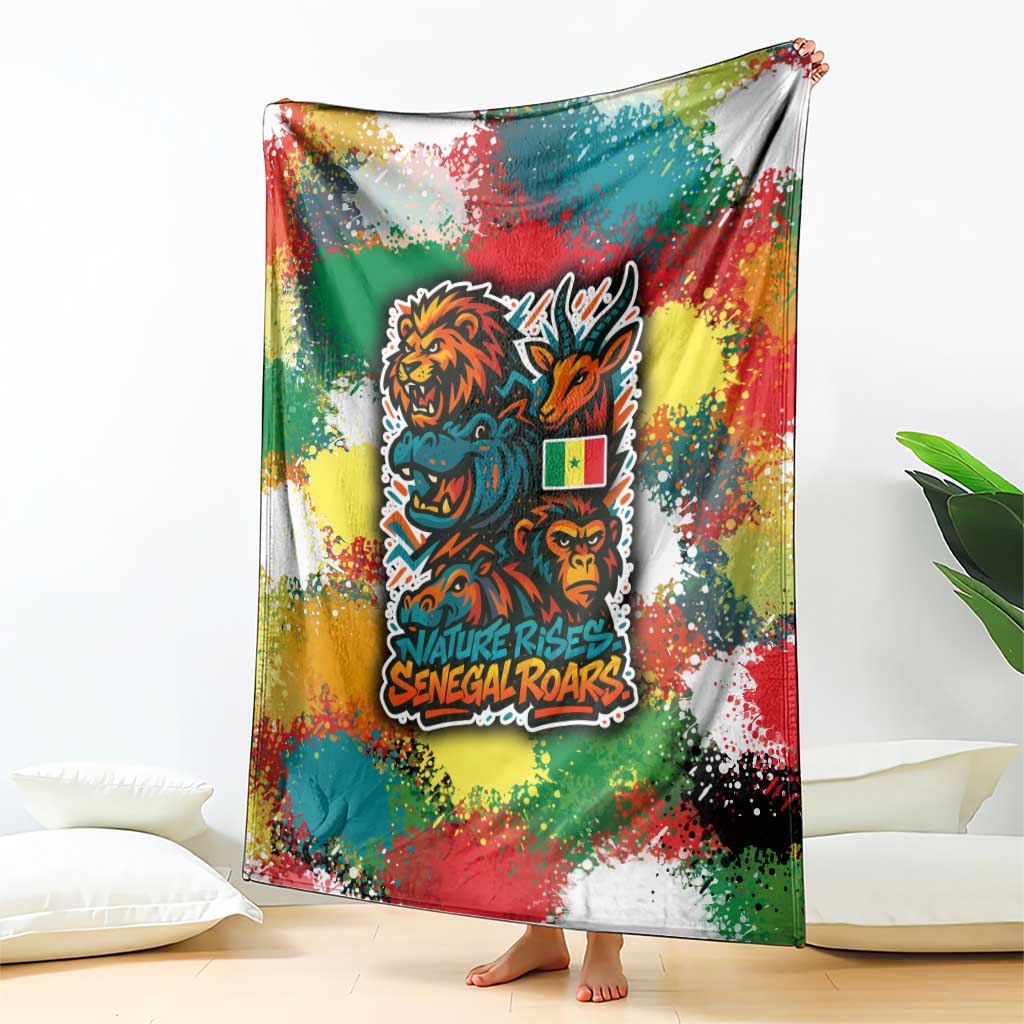 Senegal Blanket with Colorful Wildlife Graffiti and Nature Rises Roars Design - Wonder Print Shop