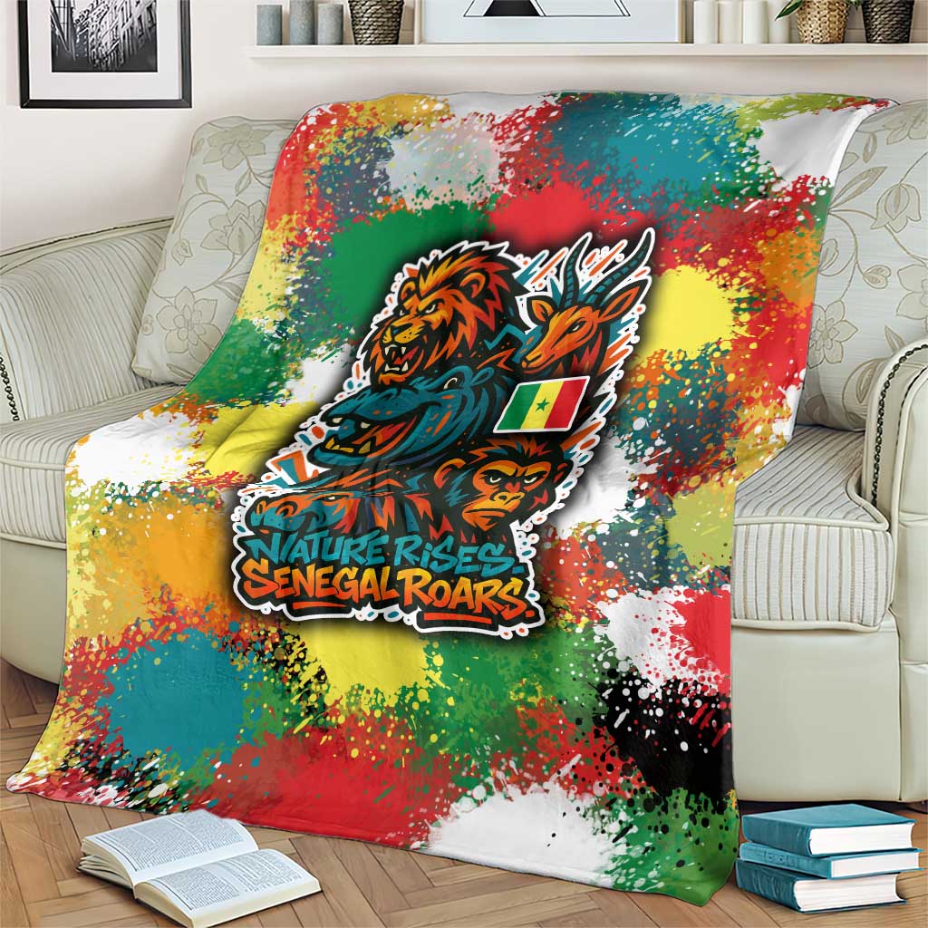 Senegal Blanket with Colorful Wildlife Graffiti and Nature Rises Roars Design - Wonder Print Shop