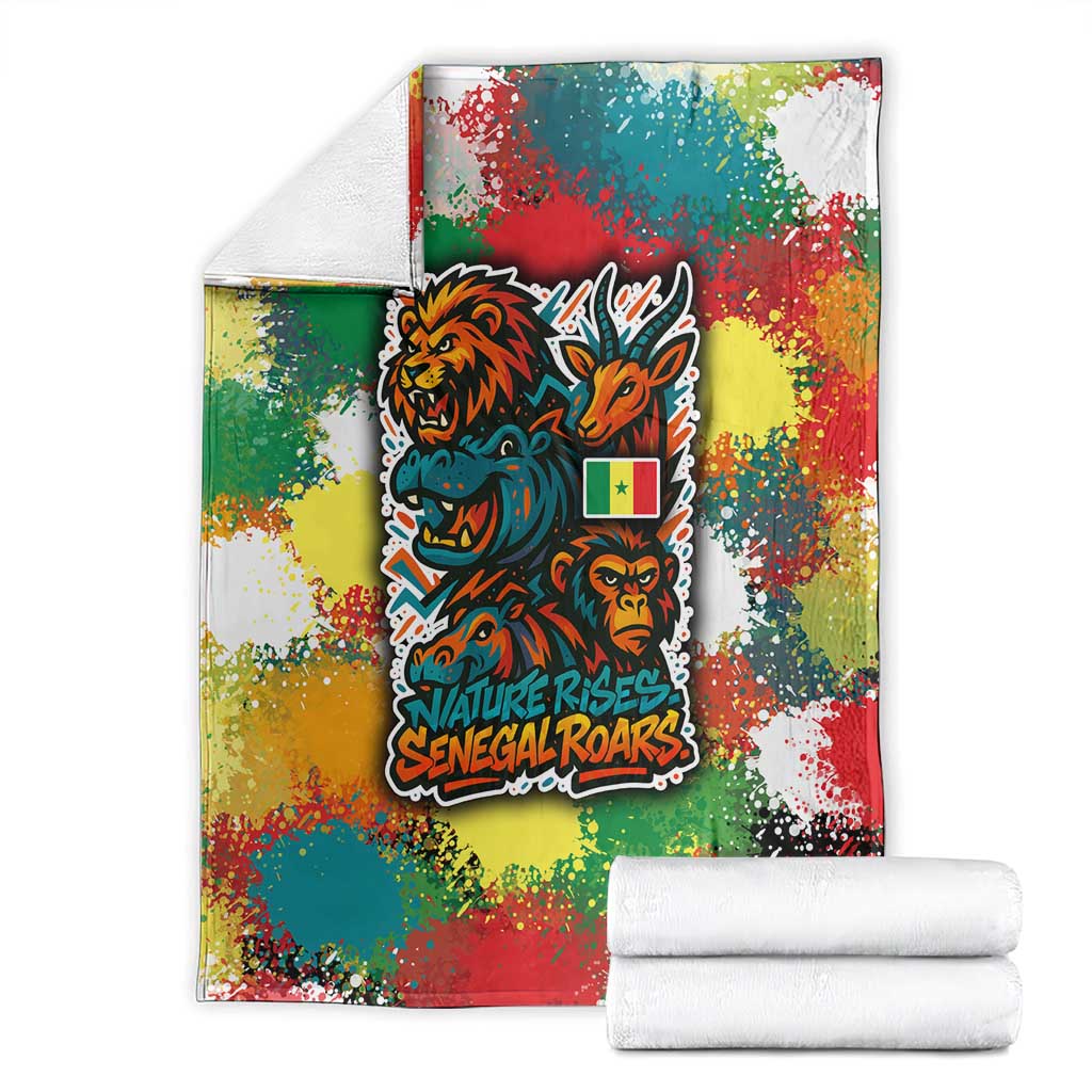 Senegal Blanket with Colorful Wildlife Graffiti and Nature Rises Roars Design - Wonder Print Shop