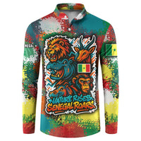 Senegal Button Sweatshirt with Colorful Wildlife Graffiti and Nature Rises Roars Design - Wonder Print Shop