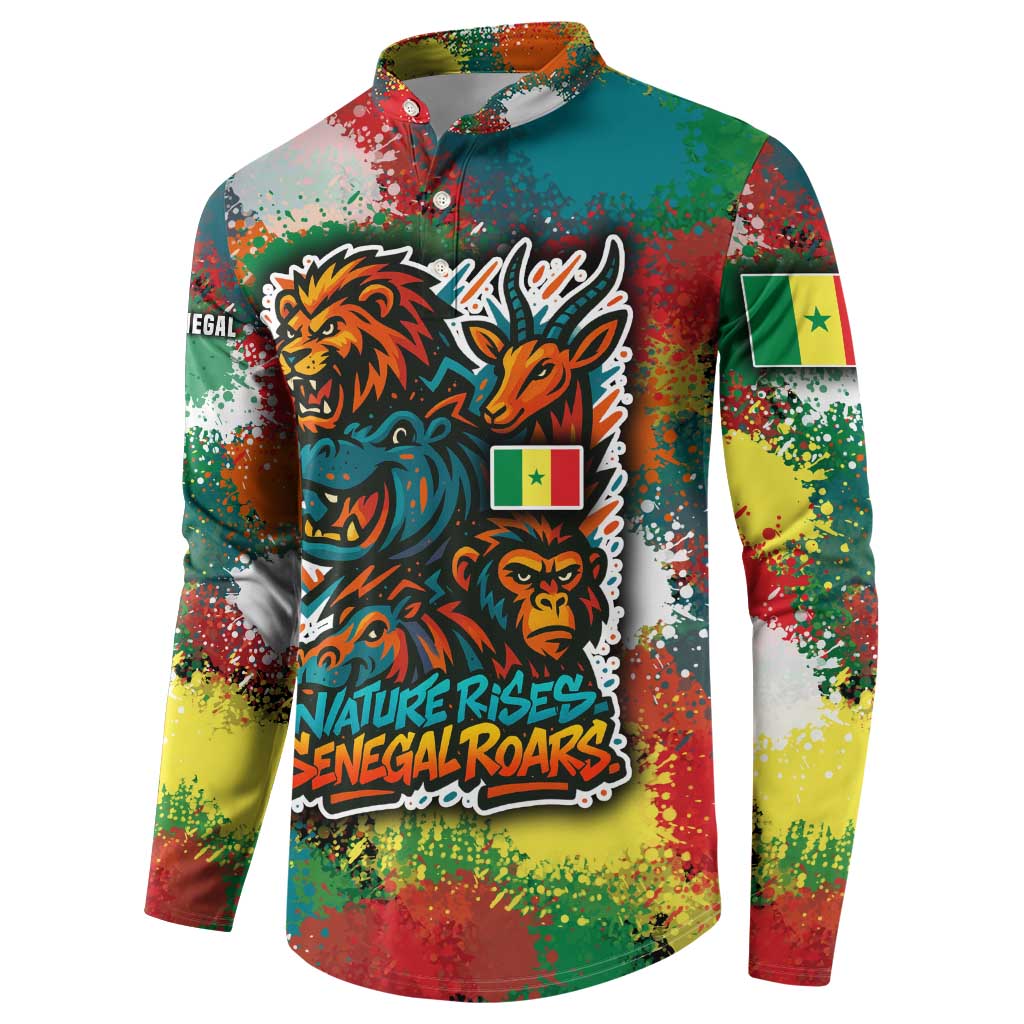 Senegal Button Sweatshirt with Colorful Wildlife Graffiti and Nature Rises Roars Design - Wonder Print Shop