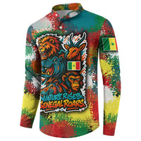 Senegal Button Sweatshirt with Colorful Wildlife Graffiti and Nature Rises Roars Design - Wonder Print Shop