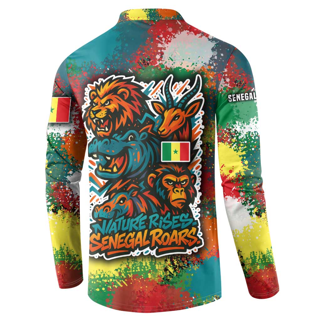 Senegal Button Sweatshirt with Colorful Wildlife Graffiti and Nature Rises Roars Design - Wonder Print Shop
