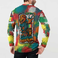 Senegal Button Sweatshirt with Colorful Wildlife Graffiti and Nature Rises Roars Design - Wonder Print Shop
