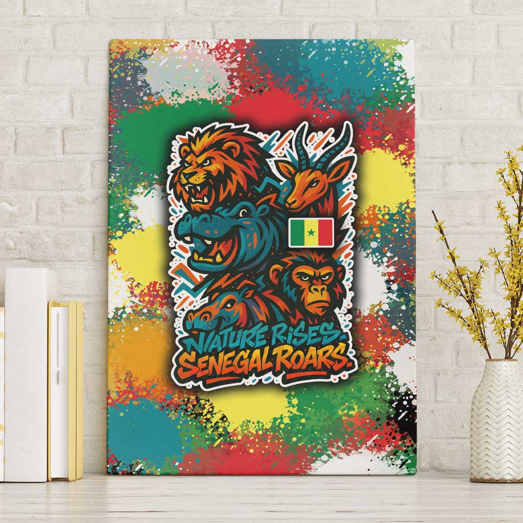Senegal Canvas Wall Art with Colorful Wildlife Graffiti and Nature Rises Roars Design - Wonder Print Shop