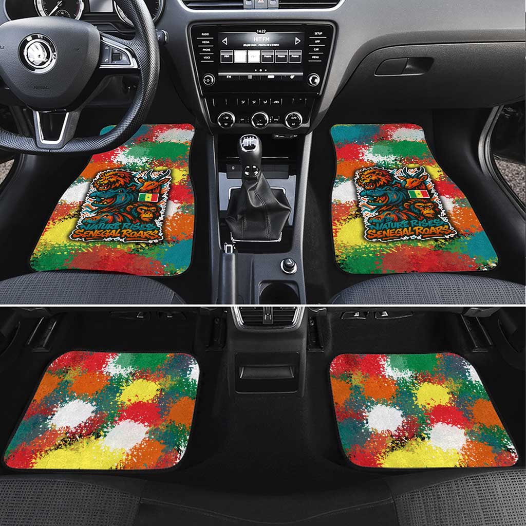 Senegal Car Mats with Colorful Wildlife Graffiti and Nature Rises Roars Design - Wonder Print Shop